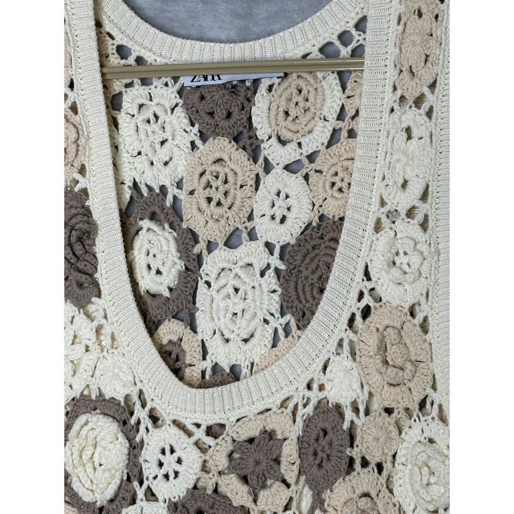 Zara Women Limited Edition Floral Crochet  Mini Dress Small Boho Festival Hippie - Picture 9 of 11